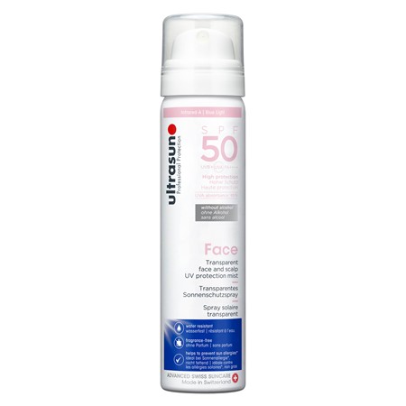 Solcreme Ultrasun Spray Gennemsigtig Ansigt & Hovedbund Spf50