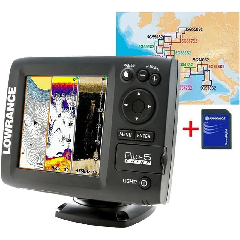 SONDEUR / GPS COULEUR LOWRANCE ELITE 5 CHIRP SONDE TA 50/200 455/800 ...