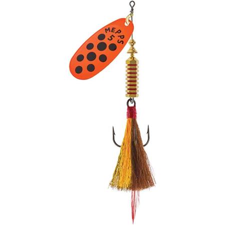 Spinner Mepps Comet Sølv, Fluorescerende Orange, Sort Prik, Dress