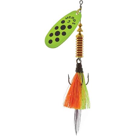 Spinning Spoon Mepps Comet Gold Chartreuse Black Dot Dress