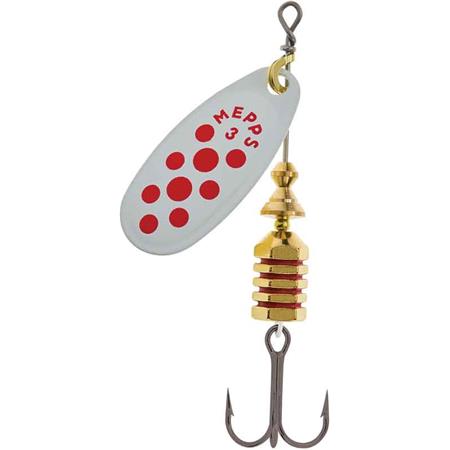 Spinning Spoon Mepps Comet Silver White Red Dot