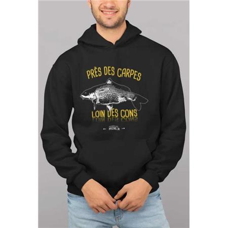 Sudadera Hombre Monsieur Pêcheur Près Des Carpes, Loins Des Cons - Jet Black