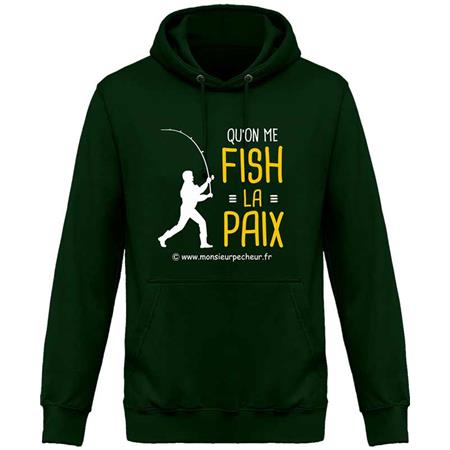 Sudadera Hombre Monsieur Pêcheur Qu'on Me Fish La Paix - Bottle Green