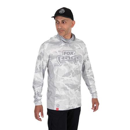 SUDADERA PARA HOMBRE FOX RAGE UV HOODED LIGHT CAMO TOP - GRIS