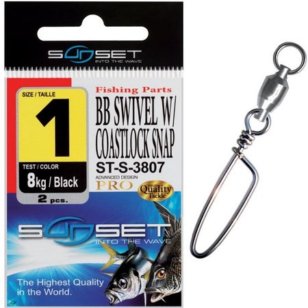 Svirvel Med Snap Til Havfiskeri Sunset Bb Swivel W / Coastlock Snap St-S-3807 - Pakke