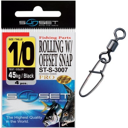Svirvel Med Snap Til Havfiskeri Sunset Rolling W / Offset Snap St-S-3007 - Pakke
