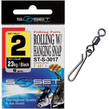 Svivel Med Snap Til Havfiskeri Sunset Rolling W / Hanging Snap St-S-3017 - Pakke Med 6