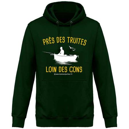 Sweat Homem - Bottle Green Monsieur Pêcheur Près Des Truites, Loin Des Cons - Bottle Green