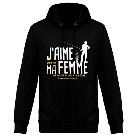 Sweat Homem - Jet Black Monsieur Pêcheur J'aime Ma Femme - Jet Black