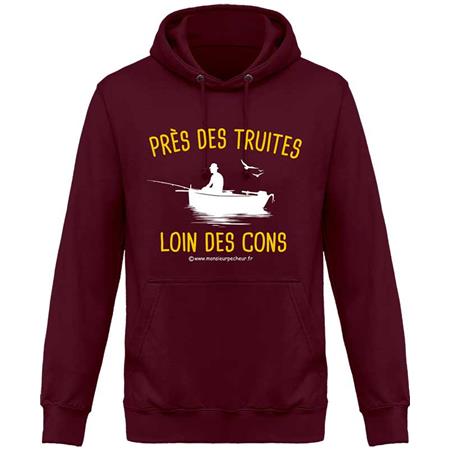 Sweat Homme Monsieur Pêcheur Près Des Truites, Loin Des Cons - Burgundy