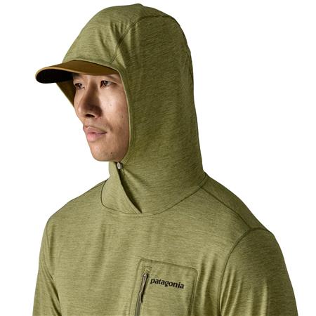 SWEAT HOMME PATAGONIA MEN'S CAPILENE COOL SUN HOODY FITZ ROY TROUT - CAPER GREEN/BUCKHORN GREEN X-DYE