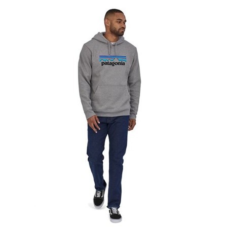 SWEAT HOMME PATAGONIA P-6 LOGO UPRISAL HOODY - GRAVEL HEATHER