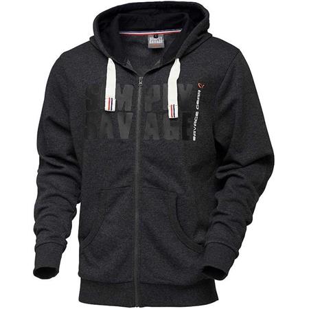 Sweat Homme Savage Gear Zip Hoodie Sg Simply Savage Raw - Noir