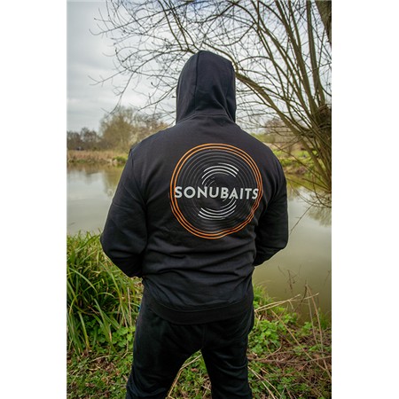 SWEAT MAN SONUBAITS 1/4 ZIP HOODIE WITH PHONE POCKET - NOIR/ORANGE