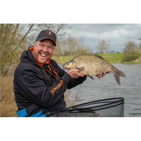 SWEAT MAN SONUBAITS 1/4 ZIP HOODIE WITH PHONE POCKET - NOIR/ORANGE