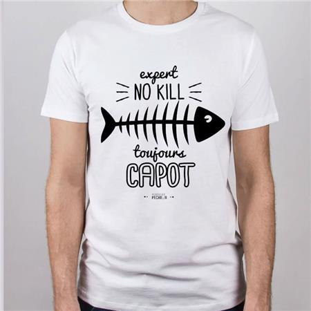 T-Shirt Com Mangas Curtas Para Homem - Branco Monsieur Pêcheur Expert No Kill - Blanc