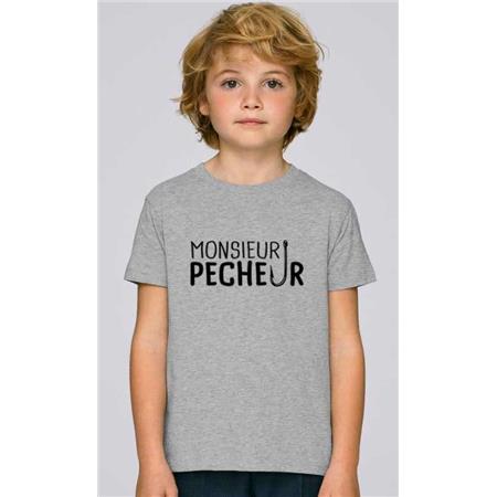 T-Shirt De Criança De Mangas Curtas - Heather Grey Monsieur Pêcheur - Heather Grey