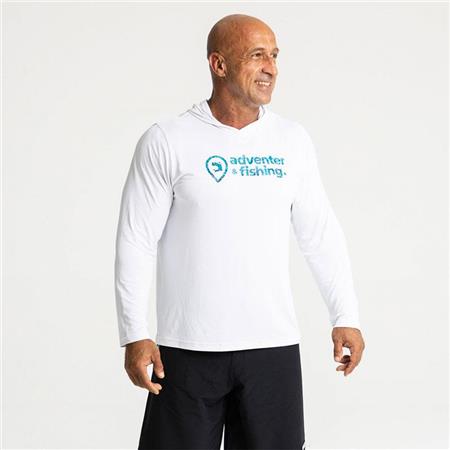 T-SHIRT DE MANGAS COMPRIDAS HOMEM - BRANCO/AZUL ADVENTER & FISHING GOLON ANTI UV - BLANC/BLEU