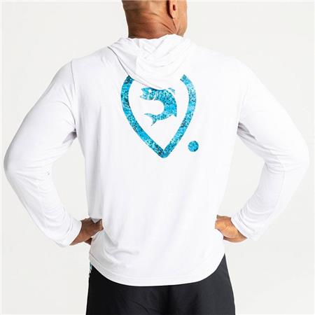 T-SHIRT DE MANGAS COMPRIDAS HOMEM - BRANCO/AZUL ADVENTER & FISHING GOLON ANTI UV - BLANC/BLEU