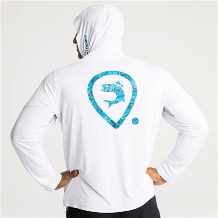 T-SHIRT DE MANGAS COMPRIDAS HOMEM - BRANCO/AZUL ADVENTER & FISHING GOLON ANTI UV - BLANC/BLEU