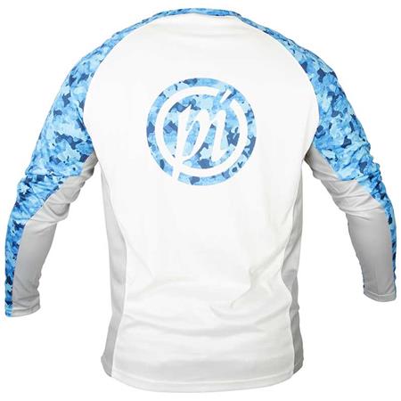 T-SHIRT DE MANGAS COMPRIDAS PARA HOMEM - BRANCO/AZUL PRESTON INNOVATIONS PERFORMANCE SUN SHIRT UPF-35 - BLANC/BLEU
