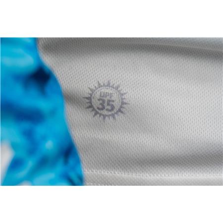 T-SHIRT DE MANGAS COMPRIDAS PARA HOMEM - BRANCO/AZUL PRESTON INNOVATIONS PERFORMANCE SUN SHIRT UPF-35 - BLANC/BLEU