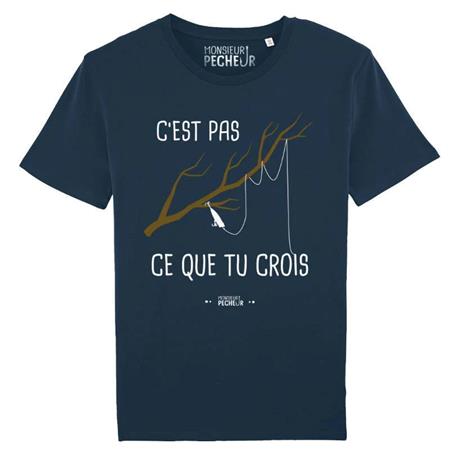 T-Shirt De Mangas Curtas Homem - Marinho Monsieur Pêcheur C'est Pas Ce Que Tu Crois - Marine