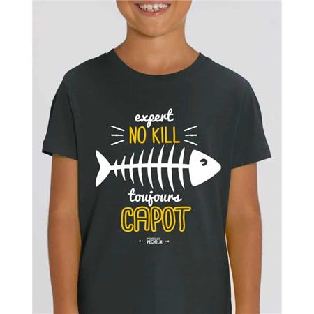 T-Shirt De Mangas Curtas Para Criança - Black Monsieur Pêcheur Expert No Kill - Black