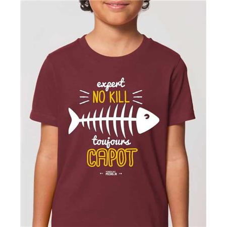 T-Shirt De Mangas Curtas Para Criança - Burgundy Monsieur Pêcheur Expert No Kill - Burgundy