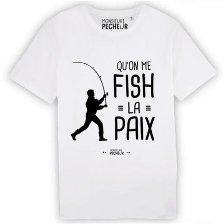 T-Shirt De Mangas Curtas Para Homem - Branco Monsieur Pêcheur Qu'on Me Fish La Paix - Blanc