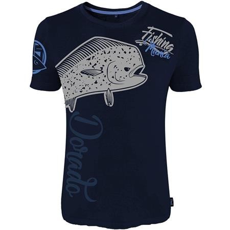 T-Shirt De Mangas Curtas Para Homem Hot Spot Design Fishing Mania Dorado - Bleu Marine