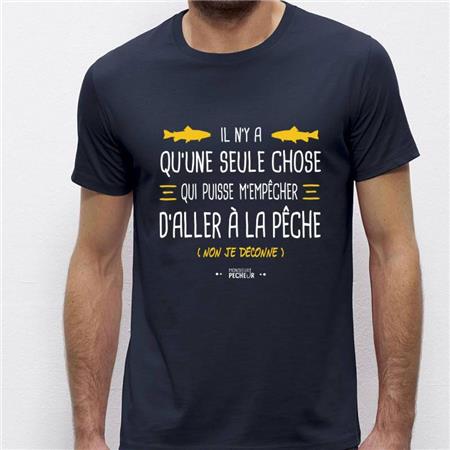 T-Shirt De Mangas Curtas Para Homem - Marinho Monsieur Pêcheur Il N'y A Qu'une Seule Chose - Marine