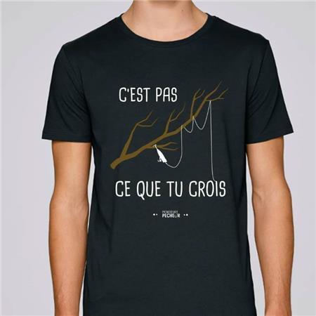 T-SHIRT DE MANGAS CURTAS PARA HOMEM - PRETO MONSIEUR PÊCHEUR C'EST PAS CE QUE TU CROIS - NOIR