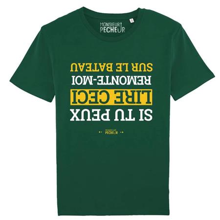 T-Shirt De Mangas Curtas Para Homem - Verde Monsieur Pêcheur Remonte Moi Sur Le Bateau - Vert