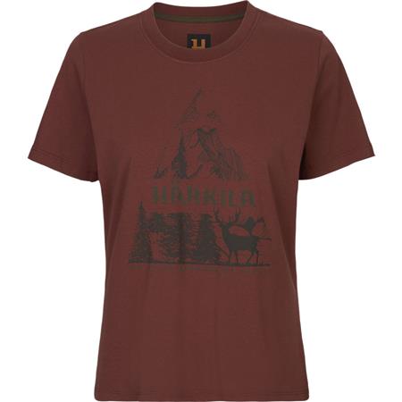 T-Shirt De Mangas Curtas Para Mulher Harkila Nature S/S W - Hot Chocolate