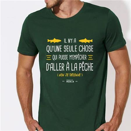 T-Shirt Kortärmad Herr Monsieur Pêcheur Det Finns Bara En Sak - Grön