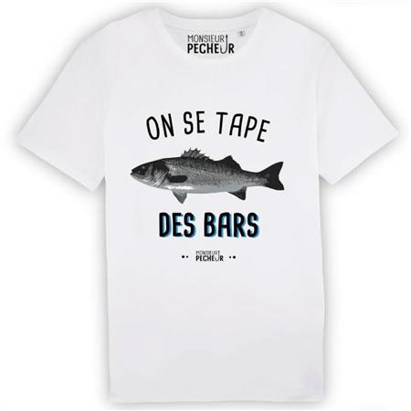 T-Shirt Kortärmad Herr Monsieur Pêcheur Vi Fångar Havsabborrar - Vit