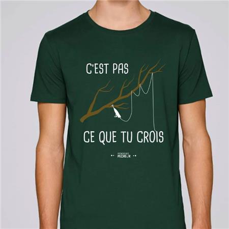 T-SHIRT KORTE MOUWEN HEREN MONSIEUR PÊCHEUR C'EST PAS CE QUE TU CROIS - GROEN