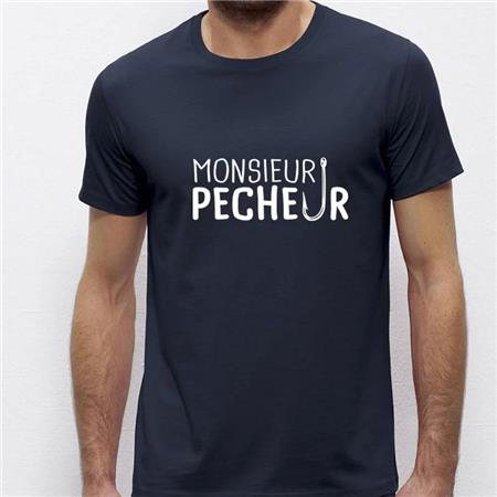T-SHIRT KORTE MOUWEN HEREN MONSIEUR PÊCHEUR MONSIEUR PÊCHEUR - MARINEBLAUW