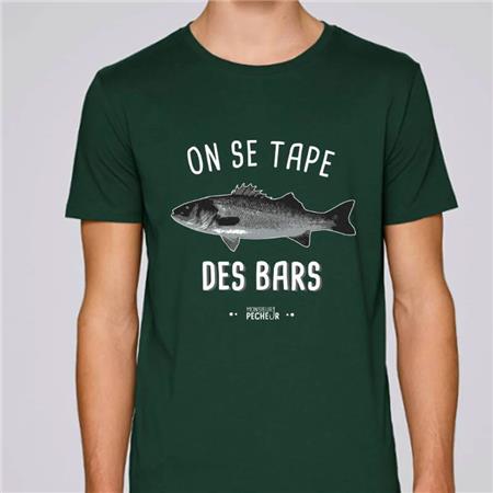 T-SHIRT KORTE MOUWEN HEREN MONSIEUR PÊCHEUR ON SE TAPE DES BARS - GROEN