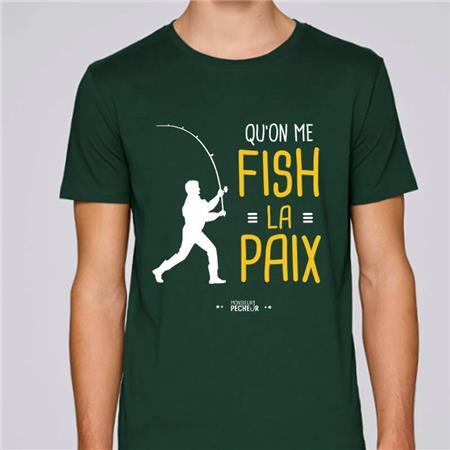 T-SHIRT KORTE MOUWEN HEREN MONSIEUR PÊCHEUR QU'ON ME FISH LA PAIX - GROEN
