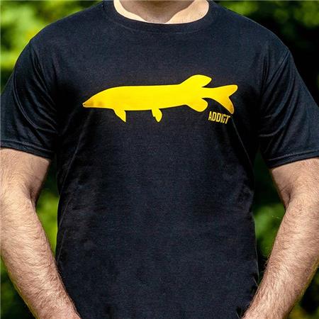 T-SHIRT KURZARM HERREN FISHXPLORER ADDICT BROCHET - SCHWARZ