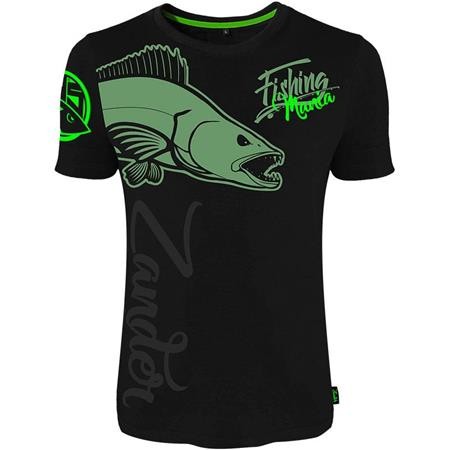 T-Shirt Kurzarm Herren Hot Spot Design Fishing Mania Zander - Schwarz