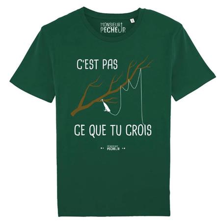T-Shirt Kurzarm Herren Monsieur Pêcheur C'est Pas Ce Que Tu Crois - Grün