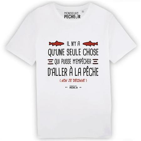 T-Shirt Kurzarm Herren Monsieur Pêcheur Il N'y A Qu'une Seule Chose - Weiß