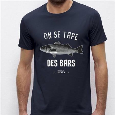 T-SHIRT KURZARM HERREN MONSIEUR PÊCHEUR ON SE TAPE DES BARS - MARINEBLAU