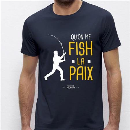 T-SHIRT KURZARM HERREN MONSIEUR PÊCHEUR QU'ON ME FISH LA PAIX - MARINEBLAU