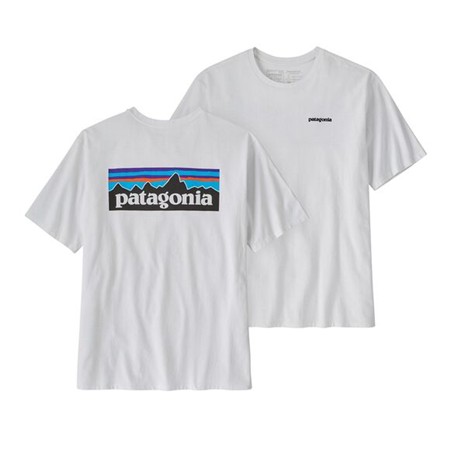 T-SHIRT KURZARM HERREN PATAGONIA P-6 LOGO RESPONSIBILI-TEE - WEIß