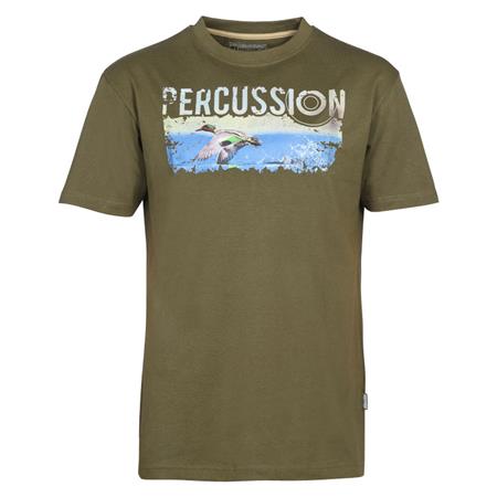 T-Shirt Man - Kaki Eend Percussion Serigraphie Chasse - Kaki Canard