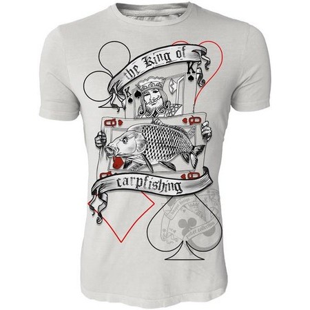 T-Shirt Mangas Curtas Homem Hot Spot Design The King Of Carpfishing - Cinza